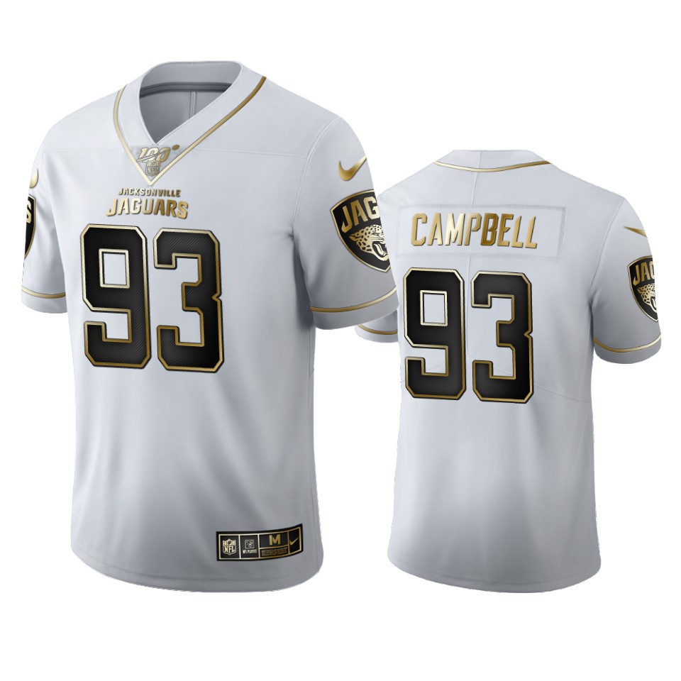 Men Nike Jacksonville Jaguars #93 Calais Campbell   White Golden Edition Vapor Limited NFL 100 Jersey